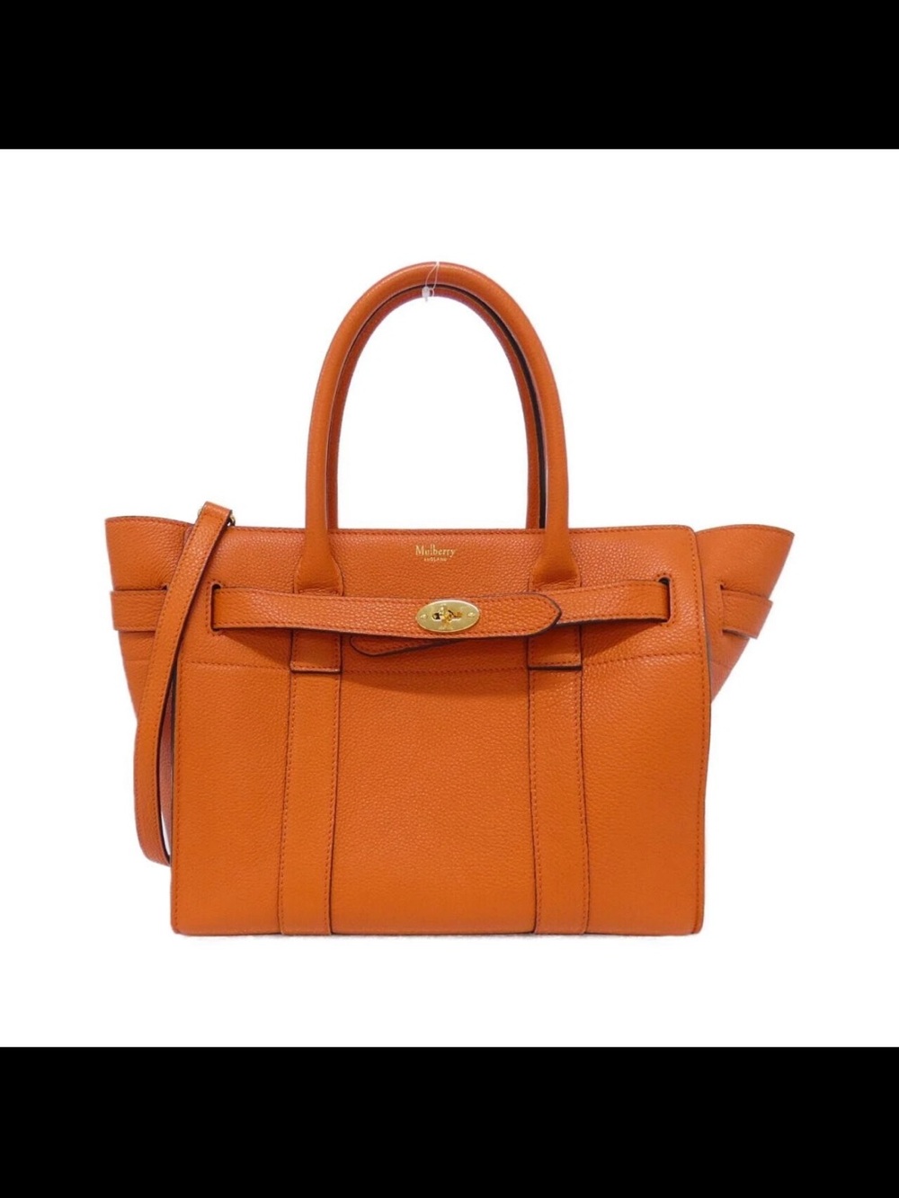 Mulberry Orange Pebbled Leather Satchel with Turn-Lock